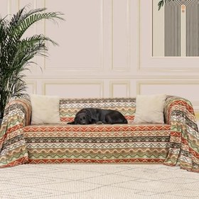 Resim LATUDA CONCEPT SoftMicro Boho Etnik Desenli Mikrofiber Koltuk Örtüsü ve Şalı, Kaymaz 180x220 cm 