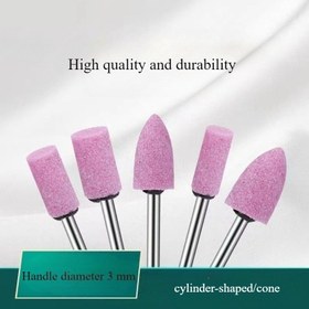 Resim 3 adet Yüksek Kaliteli ve Dayanıklı Elektrikli Taşlama Başlıkları Seti - Silindirik Konik Şekil, 3mm Kolu Çap, Pembe Abrasif Yüzey ile Parlatma ve Pürüzsüzleştirme, DIY ve Profesyonel Kullanım için İdeal, Parlatma Araçları|Silindirik Konik Tasarım|Dayanıklı Abrasif Başlıklar 