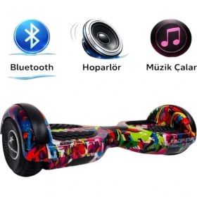 Resim Ryder Star Elektrikli Kaykay Hoverboard Bluetooth Hoparlörlü 6.5 Inch Akıllı Dengeli RS-S5 Grafiti Mix 