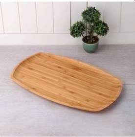 Resim Bambu Lüx Bambu Kayık Sunum Tabağı Servis Tabak 30x18cm Sunum Tabağı, Dikdörtgen Sunum Tabağı Açık Gri 