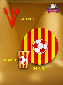 Resim 24 Kişilik Sarı Kırmızı Taraftar Süper Eko Seti - Doğum Günü Parti Ve Eğlenceli Etkinlikler 7 