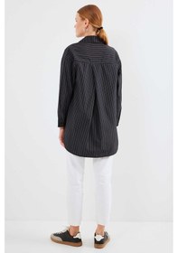 Resim Gabria Tek Cep Arkası Uzun Gömlek Siyah 