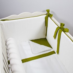 Resim Ekru - Olive Bebek Uyku Seti - Sosis Bumper / 60x120 