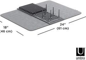 Resim Umbra Udry Peg Bulaşıklık, Mikrofiber Bulaşıklık, Katlanabilir ve Yer Tasarruflu Bulaşık Kurutma Çözümü, Antrasit, 61 x 46 cm 