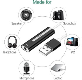 Resim 5072 7.1 USB Harici Ses Kartı 3.5 mm Çevirici Dönüştürücü Ses Kartı 