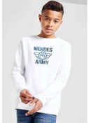 Resim Shawn Mendes Army Baskılı Unisex Çocuk Beyaz Sweatshirt 