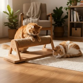 Resim Genel Markalar Felino Yatay Döner Kedi Tırmalama Ahşap Desenli 