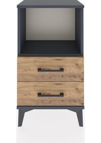 Resim Arges Komodin Tek Raflı 2 Çekmeceli 44x30x80 Antrasit-çam Antrasit 