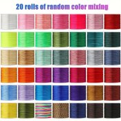 Resim 1 set 20 rulo, her rulo 10 metre uzunluğunda 0.8mm rastgele renkli naylon ip, DIY bileklik, kolye, takı yapım aksesuarları, el yapımı Noel süsleri ve örgü saç aksesuarları için uygun, toplamda 200 metre 