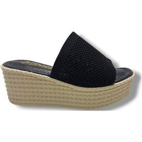 Resim Cakgo 255-25 Triko Anatomik Ultra Soft Dolgu Topuk Kadın Terlik Siyah 