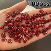 Resim 100 Mini Karanlıkta Parlayan Hanımcağız, Reçine Hanımcağız DIY Dekor Aksesuarları, Takı Yapımı Malzemeleri, Reçine El Sanatları, Manikür Dekorasyonu - Güneş Işığına Bağımlı Parlar 