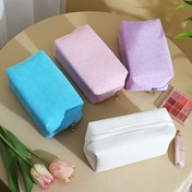 Resim 1 Büyük Kapasiteli Taşınabilir Kadife Kozmetik Çantası - Açık Mavi, Pembe, Mor Renklerde Şık Preppy Tarzı | Fermuarlı Seyahat Makyaj Organizatörü, Kolay Temizlenebilir Malzeme | Kadınlar İçin Moda Cüzdan Saklama Kılıfı, Makyaj Çantası 