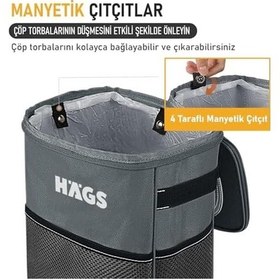 Resim Araç İçi Çöp Kutusu, Oto Çöp Kovası Kapaklı Ve Saklama Cepli%100 Sızdırmaz Organizer Çanta, Su Geçirmez Araba Çöp Kutusu, Çok Amaçlı Araç İçi Düzenleyici Çanta, 8 Lt - Siyah 