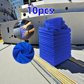Resim 10 adet Ultra-Yumuşak Mikrofiber Temizlik Havluları Arabalar, Motosikletler & Camlar İçin - Mavi, Elektriksiz, Elde Tutulan Temizlik Araçları 