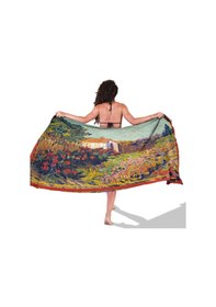 Resim Canvas Summer Desen İç Göstermeyen Saten Pareo Çok Renkli 