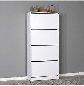 Resim Flat Duo 4 Katlı Geniş Ayakkabılık Dolabı - Beyaz 