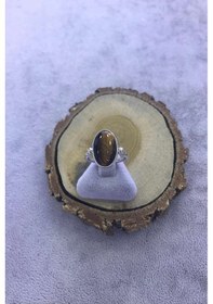 Resim Kaplan Gözü Taşlı Gümüş Yüzük 925 Ayar Doğal Taş - 203865340 