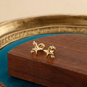 Resim 18K Altın Kaplama Bakır Düz Vida Arkası Çivi Küpeler, Helix Kıkırdağı Tragus Kulak Meme Piercing Takısı İçin Küçük Yıldız Küpeler, 316L Paslanmaz Çelik Küpe Direği, Boho Kırsal Stil 