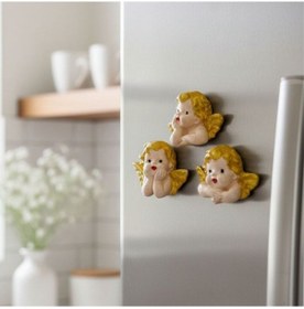 Resim Uretti - Ayşe 7362 2426 El Yapımı 3'lü Sevimli Melek Magnet Seti - 4 X 5 Cm 