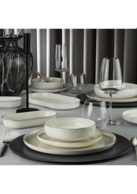 Resim Kütahya Porselen Bone Moderna 26 Parça Yemek Takımı Platin Platin 