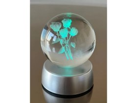 Resim Hediyesahibi Gül Buketi Tasarımlı 3D Cam Küre 6cm 