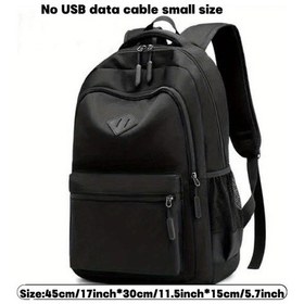 Resim Honeybeeshop Şık Erkek Siyah Oxford Sırt Çantası Usb Şarj Büyük Kapasite Hırsızlık Karşıtı Siyah 