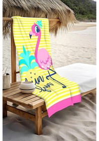 Resim Dijital Baskı Plaj Deniz Havlusu Flamingo Desenli Peştamal Hvl0211 Renkli 
