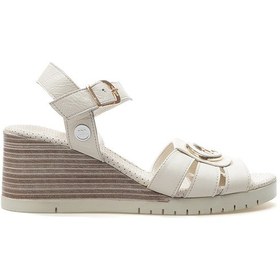 Resim Mammamia Kadın Hakiki Deri Toka Detaylı Dolgu Topuklu Günlük Sandalet 25y D25ys-2775 Z Kemik Kemik 