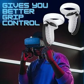 Resim AMZDM Oculus Meta Quest 2 için Denetleyici Kavrama Aksesuarları VR Dokunmatik Kontrol Cihazları için Tutacak Kapak Kaymaz Joystick Kılıflı Koruyucu Kapak 1 Çift (Gri) 