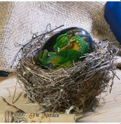 Resim Folinda Yeşil Ejderha Yumurtası Dekoratif Ev Aletleri, Lava Tabanlı Işıklı Reçine Heykeli, Halloween Ev Dekorasyonu 