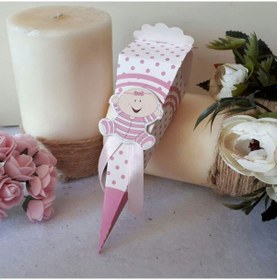 Resim Bebek Simgeli Puantiyeli Kız Bebek Mevlid Şekeri 30 Adet 