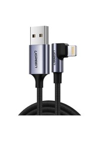Resim Ugreen Örgülü 90° Lightning Apple iPhone Uyumlu Şarj Ve Data Kablosu Siyah 1.5 