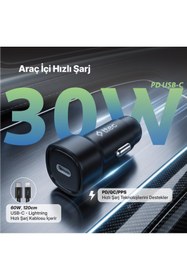 Resim Ttec SmartCharger PD 30W Araç Hızlı Şarj Aleti USB-C - Lightning Kablo 
