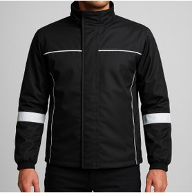 Resim DRC Outdoor Elyaf Destekli Siyah Soğuk Hava Mont Su Iticili Rüzgar Geçirmez 