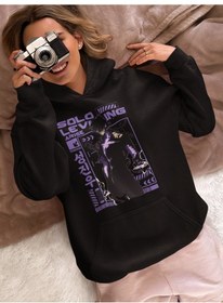 Resim Sevbano Solo Leveling Arise Baskılı Unisex Oversize Anime Karakter Hoodie Siyah 