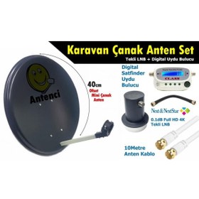 Resim Antenci 40cm Karavan Çanak Anten Seti Dijital Uydu Bulucu 