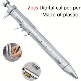 Resim (2'li set) Dijital Kumpas Kalem Kombinasyonu, Plastikten Yapılmış, 0,0'dan 10,01 cm'ye Kadar Metrik Kadranlı Çok İşlevli Ölçüm Aracı, 0,1 Mm Hassasiyet, Kir Tutmaz, Ofis Kullanımı, Okuma, Dinlenme vb. İçin Uygun, Montaj Gerektirmez - Şarj veya Pil Gerekmez. 