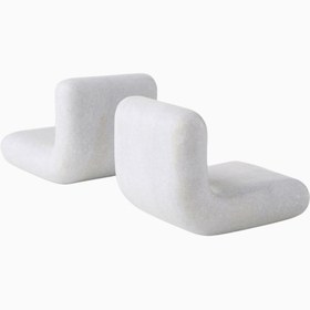 Resim Stone Beyaz Mermer Modern-Dekoratif Kitap Tutucu - Beyaz 