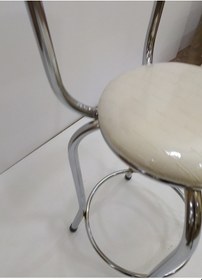 Resim Sandalye BAR Tipi Yüksek Model 1adet KREM Suni deri döşem Metal Transmisyon Çelik nikelaj El Yapım 