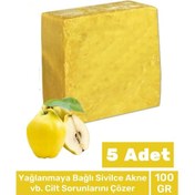 Resim %100 Doğal Güzel Kokulu El Yüz Saç Vücut Cilt Orijinal Bitkisel Ayva Çekirdeği Sabunu 100g - 5 Adet 