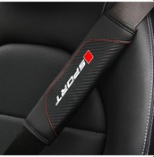 Resim Meridiangoods Siyah Spor Karbon Fiber Emniyet Kemeri Kılıfı 2li Set Kırmızı Dikişli 