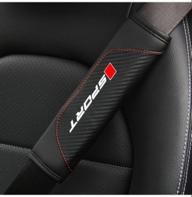 Resim Meridiangoods Siyah Spor Karbon Fiber Emniyet Kemeri Kılıfı 2li Set Kırmızı Dikişli 