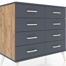 Resim Hyperion Şifonyer 8 Çekmeceli 88x44x80 Çam-antrasit Antrasit 