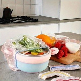 Resim 100/300 adet Taze Kapama Tek Kullanımlık Plastik Gıda Saklama Kapakları - Gıda Sınıfı Elastik Poşetler, Çok Amaçlı Mutfak Kullanımı, 42cm/16.54inç, Klipsli Kapanışlı Dikdörtgen Şekil, Kaplanmamış Plastik, Taze Ürünler ve Artıklar için İdeal, Mutfak Saklama Çözümü, Artıklar Saklama|Tekrar Kullanılabilir Gıda Poşetleri|Klipsli Kapanışlı Poşetler 