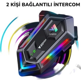 Resim Y20 Max Telsiz Özellikli 5.3 Motosiklet Kask Kulaklık Intercom Işıklı Motorsiklet Interkom 1 Adet 