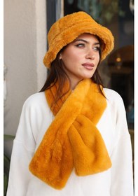 Resim Kadın Peluş Kaşkol Boyunluk Atkı Rkb-01 Hardal Hardal 