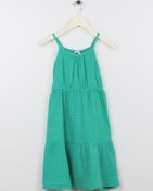Resim LİMON COMPANY Limon Yeşil Kız Çocuk Yuvarlak Yaka Kolsuz Düz Elbise VAL GIRL-23 
