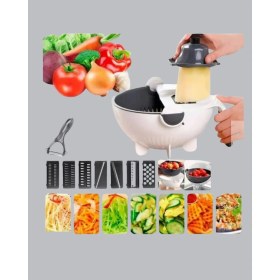 Resim Çok Fonksiyonlu Döner Rende Süzgeç Hazneli Ergonomik Sebze Doğrayıcı 