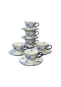 Resim Acar Vintage Garden 6 Kişilik Çay Fincan Takımı Chr-09551 Mavi 