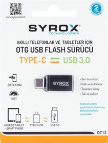 Resim Syrox Usb 3.0 Giriş Type-C Uç Çıkış Otg Dönüştürücü Dt13 